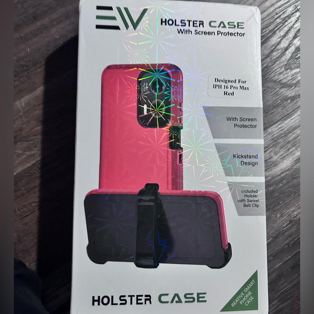 No sale iPhone 16  Pro Max Phone holster Case with Screen Protector - red 69